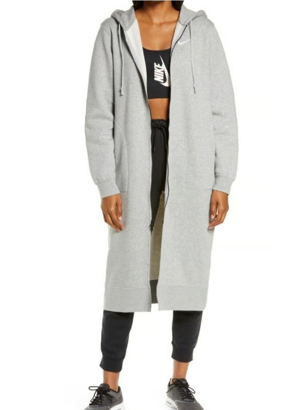 Nike Sportswear Women's Long Line Full-Zip Fleece Sweater Hoodie Trench Double - Picture 10 of 12